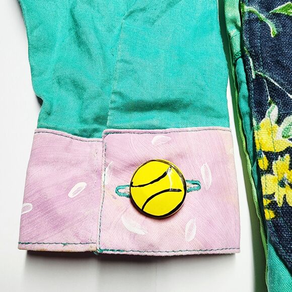 VTG 80s Encore By Silkscapes Hand Painted Tennis Button Up Shacket Size Small P - Picture 9 of 15